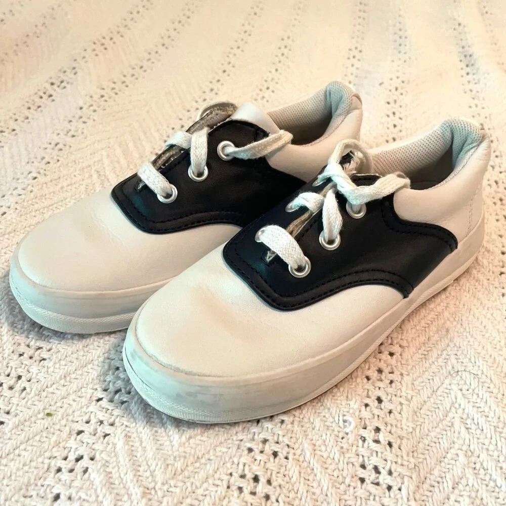 Keds Kids White & Navy Leather Sadle Oxford‎ Sneakers Sz 11.5S Youth School Days